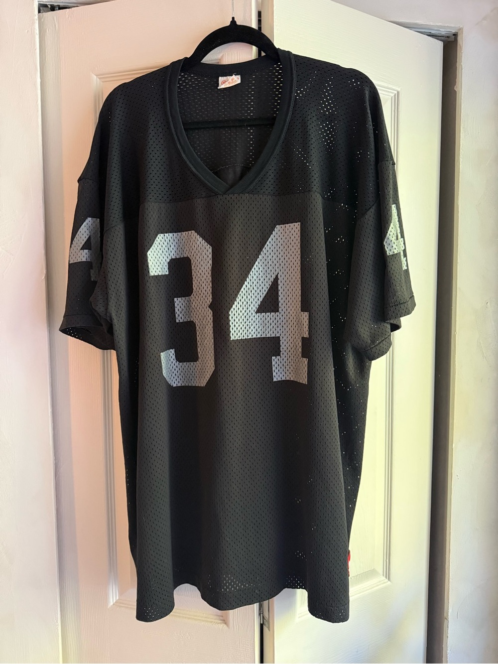 Vintage Rawlings Black Mesh Jersey with Silver 34 Print